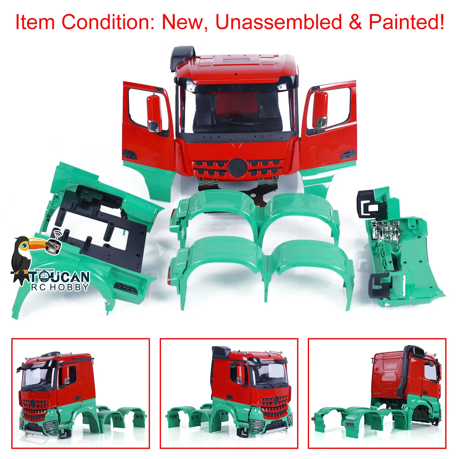 

1/14 Accessories RC Plastic Body Shell Cabin Kits Painted Set for Toy 6x6 Remoted Tractor Truck 6X4 Car DIY Model Spare THZH1714