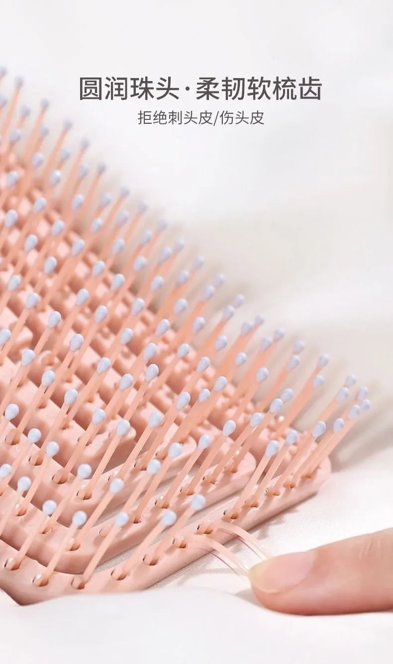 Silikon-Hohlkissen-Massagekamm, Volumen- und Entwirrbürste für Echthaar & Perücken, 4 Farben Styling-Tools – Detail 5