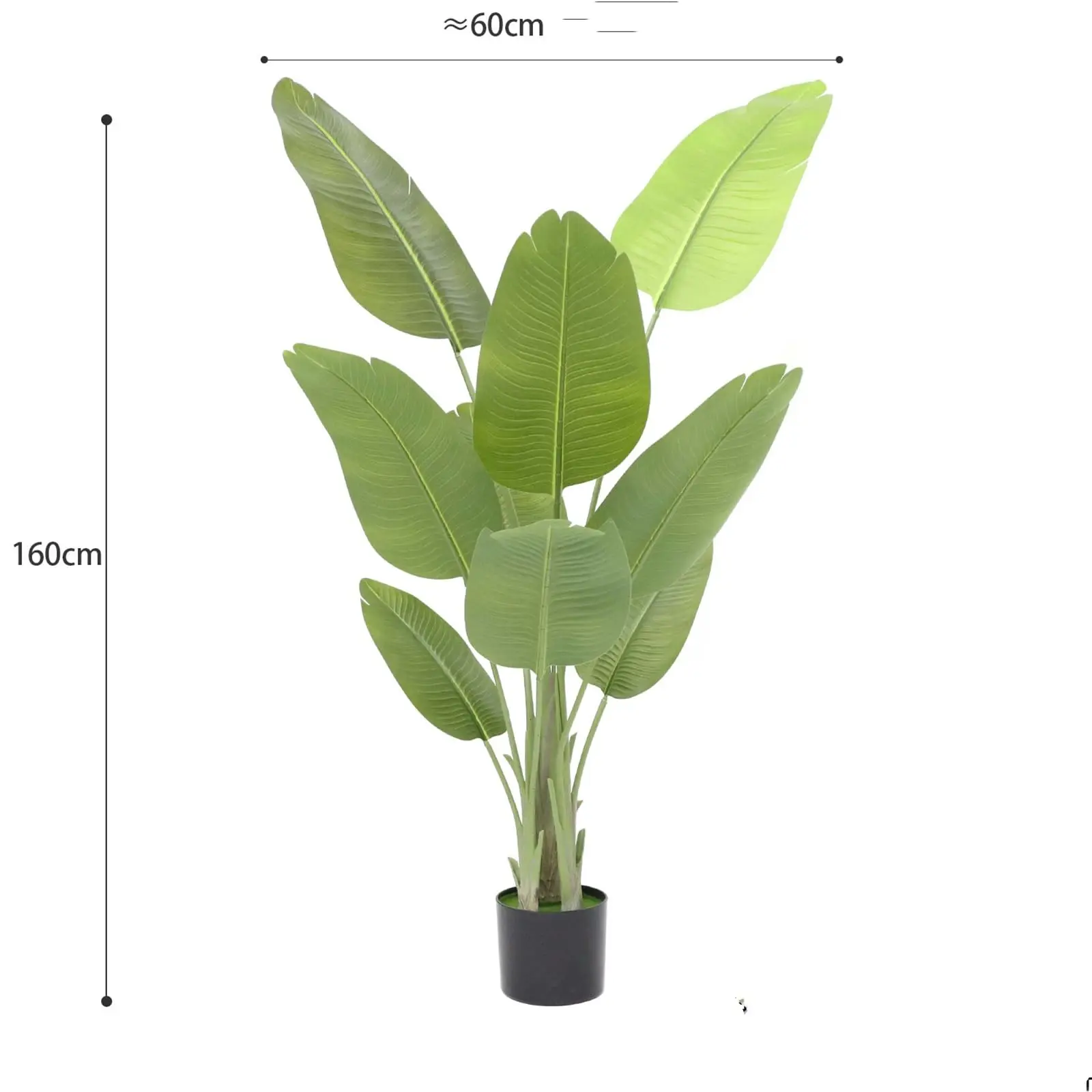 نباتات صناعية على شكل طائر الجنة، شجرة أوراق الموز الصناعية بطول 5 أقدام مع 9 أوراق، نباتات صناعية حديثة للديكور في وعاء للمكتب المنزلي