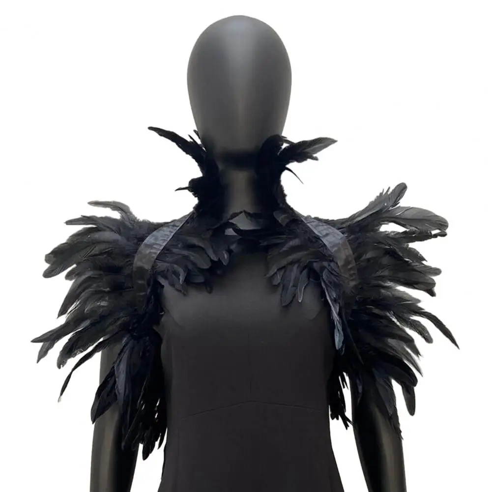 Feather Shrug Shawl Shoulder Wrap Cape Soft Adjustable Retro Gothic Collar Cosplay Party Body Stage Performance Fake Collar