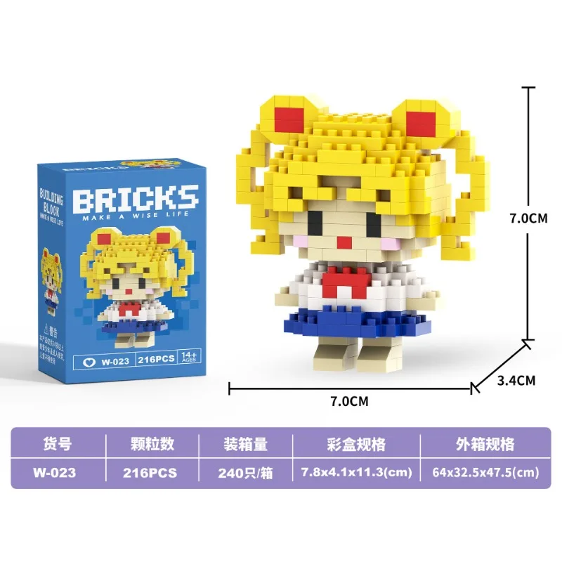 Mini anime figure Building Blocks Birthday Sailor Moon Cartoon Blocks Toys Colorful Gift chibi Bandai room decor birthday gift