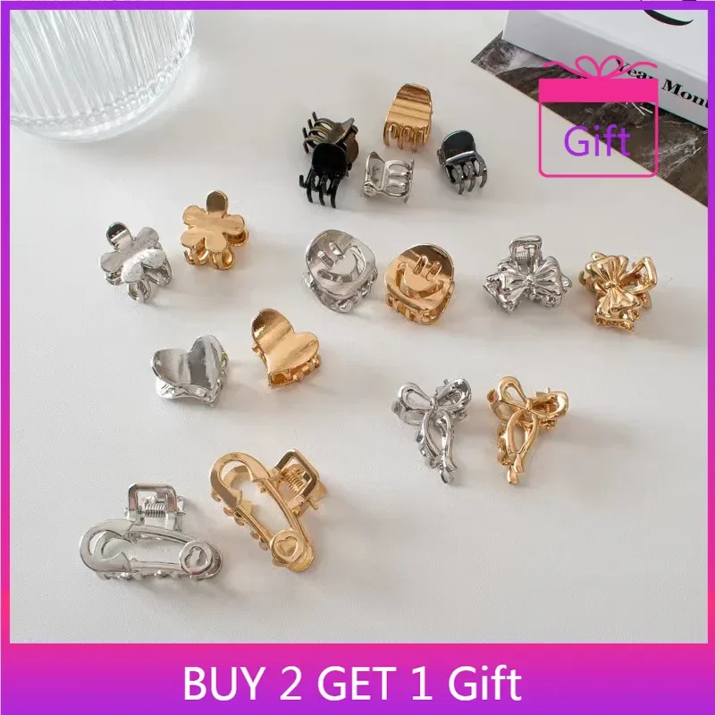 

Metal Flower Mini Claw Clips for Women - Summer Bow Bangs Clips, Makeup Flyaway Fixing Tools, Shark Clips Hair Accessories