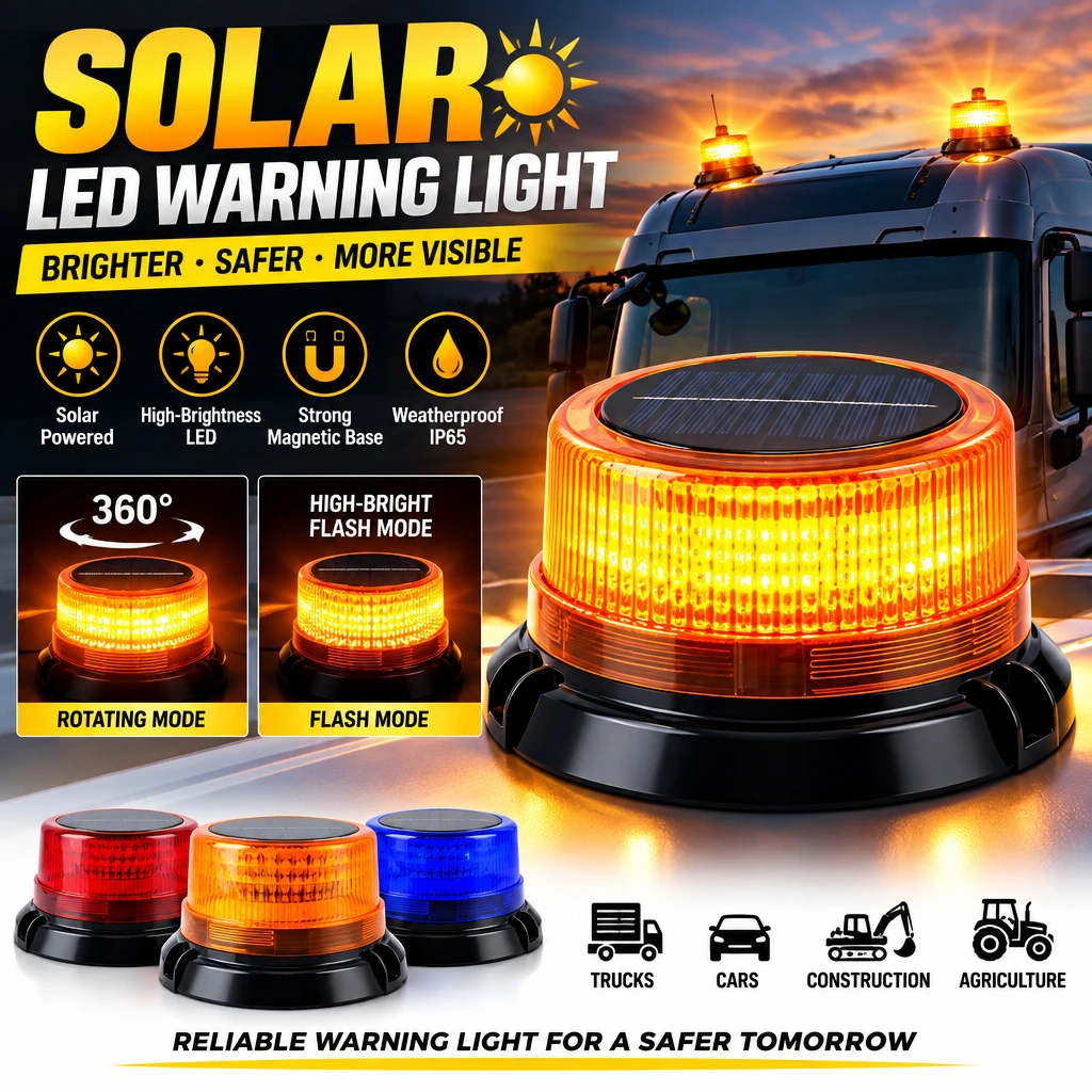 LED Strobe Beacon Warning Light Magnetic Installation Waterproof Emergency Flashing Signal Lamp for Car Truck School Bus