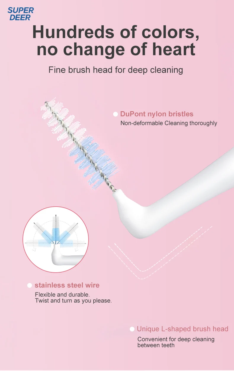 Super Deer L-Typ-Interdentalbürste Dupont-Borsten Interdentalzahnbürsten Reinigung zwischen den Zähnen 0,6/0,7 mm – Detail 5