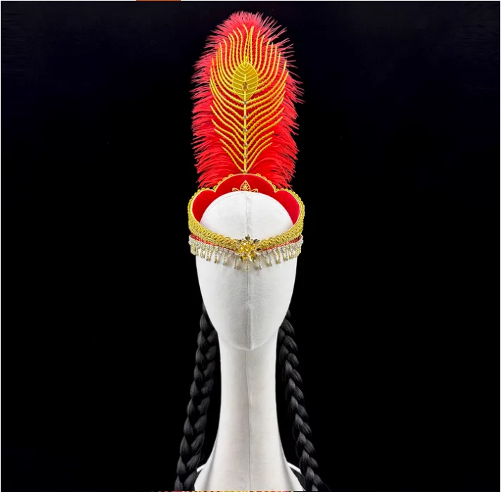 เครื่องประดับศีรษะสำหรับการเต้นรำแบบซินเจียง กระดิ่งสำหรับผู้หญิง ร้องเพลง เต้นรำ แสดงบนเวที