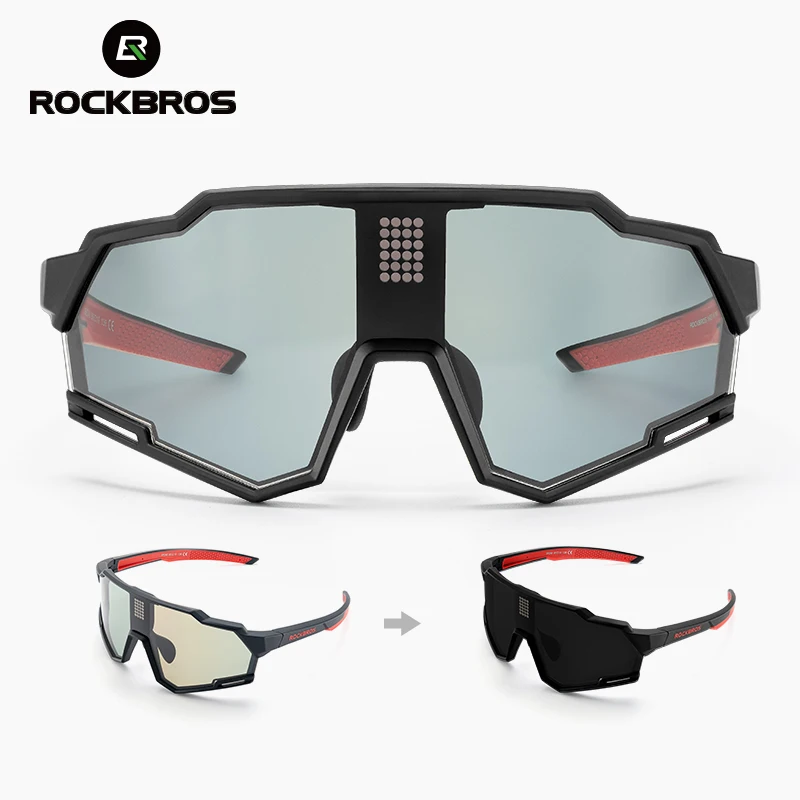 ROCKBROS Cycling Polarized Sunglasses Bicycle Glasses Electronic Color Change Glasses UV400 Safety Bike Eyewear Sports Goggles