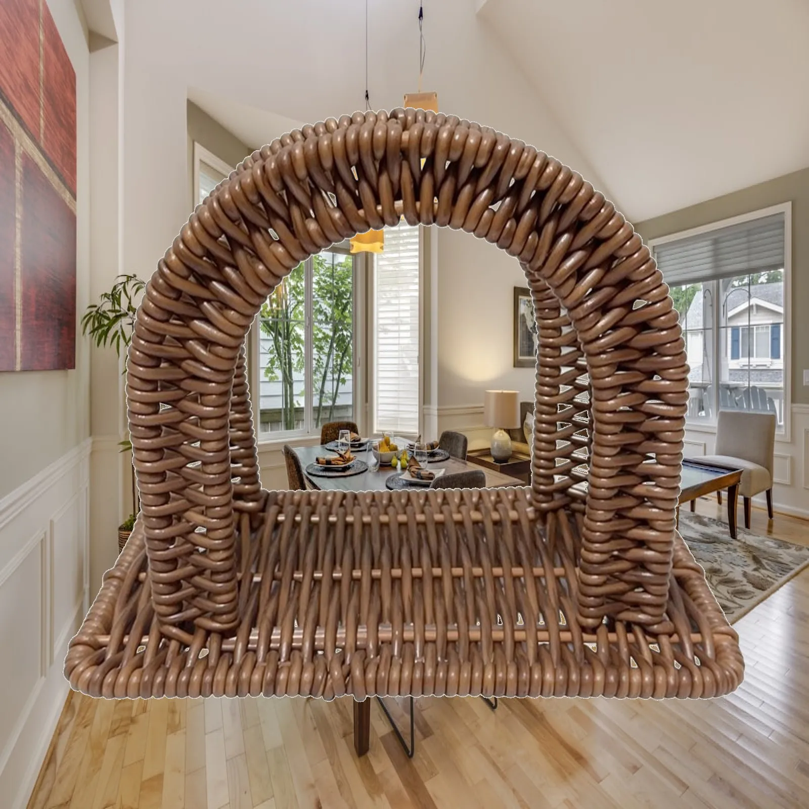 Rectangular Napkin Holder with Arch Support Open Design Imitation Rattan Napkin Holder Compact Decorative for Dining Table