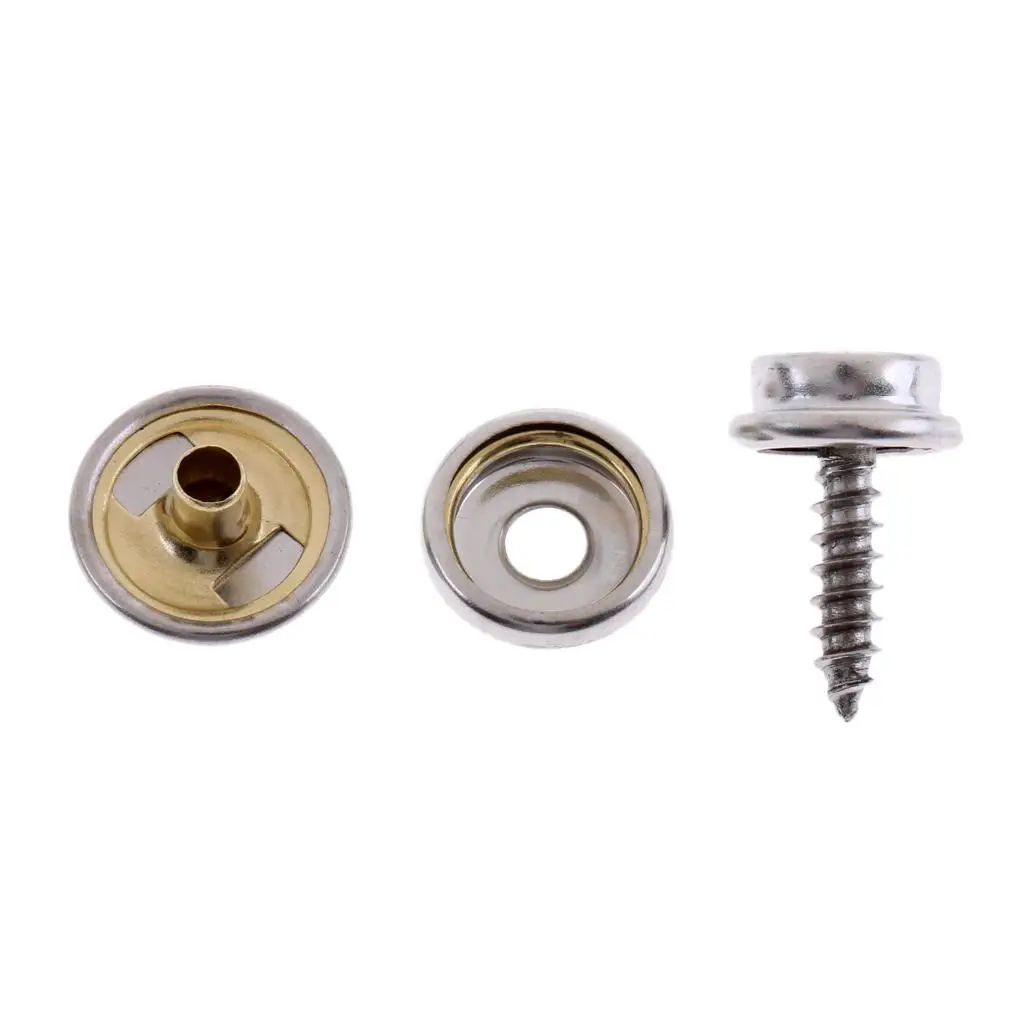 Stainless Steel Marine Snap Fasteners Canvas Button Screw Kit for Boat Cover and Outdoor Use