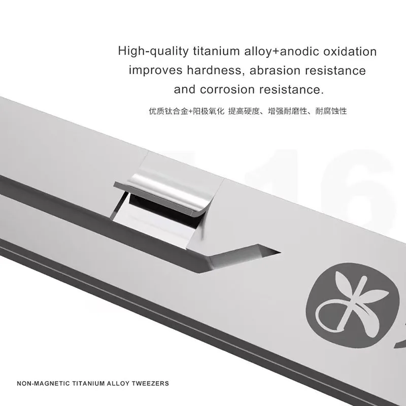 Pinzas de aleación de titanio no magnéticas Mijing NZ-16 Ultra precisas y resistentes a la corrosión para agarrar chips y componentes finos