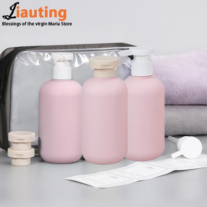 Empty Plastic Pump Lotion Shampoo Bottle High-end Cosmetics Bottles PP Pump Head Refillable Bottles Bathroom Storage Box