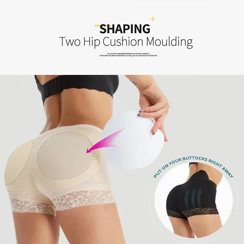 Acolchoado levantador de bunda roupa interior corretiva realçador de bunda corpo shaper modelagem cinta falso hip shapwear roupa interior push up calcinha