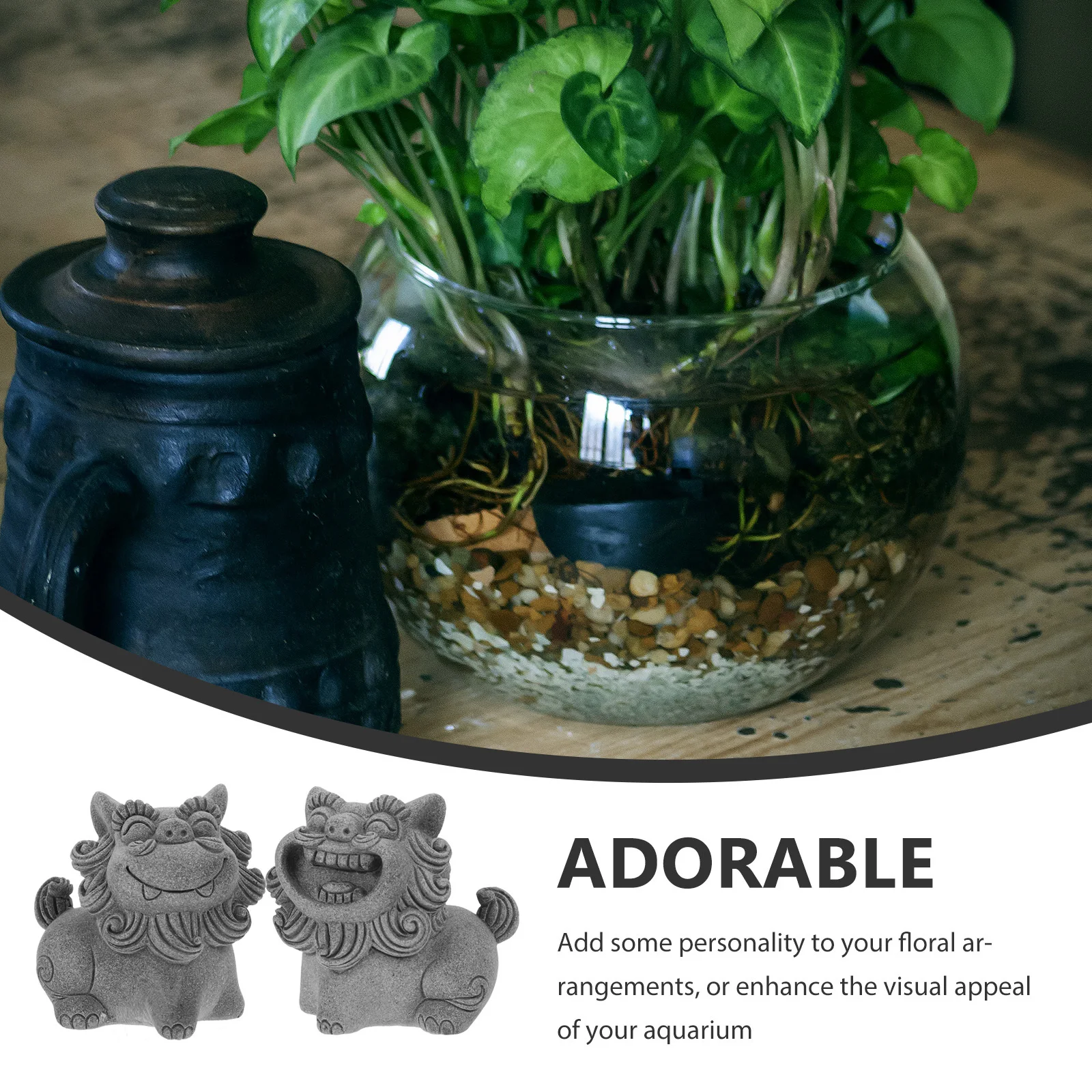 

2 Pcs Ornaments Shape Desktop Decor Small Sculpture Decorative Statue Mini Miniature Decoration