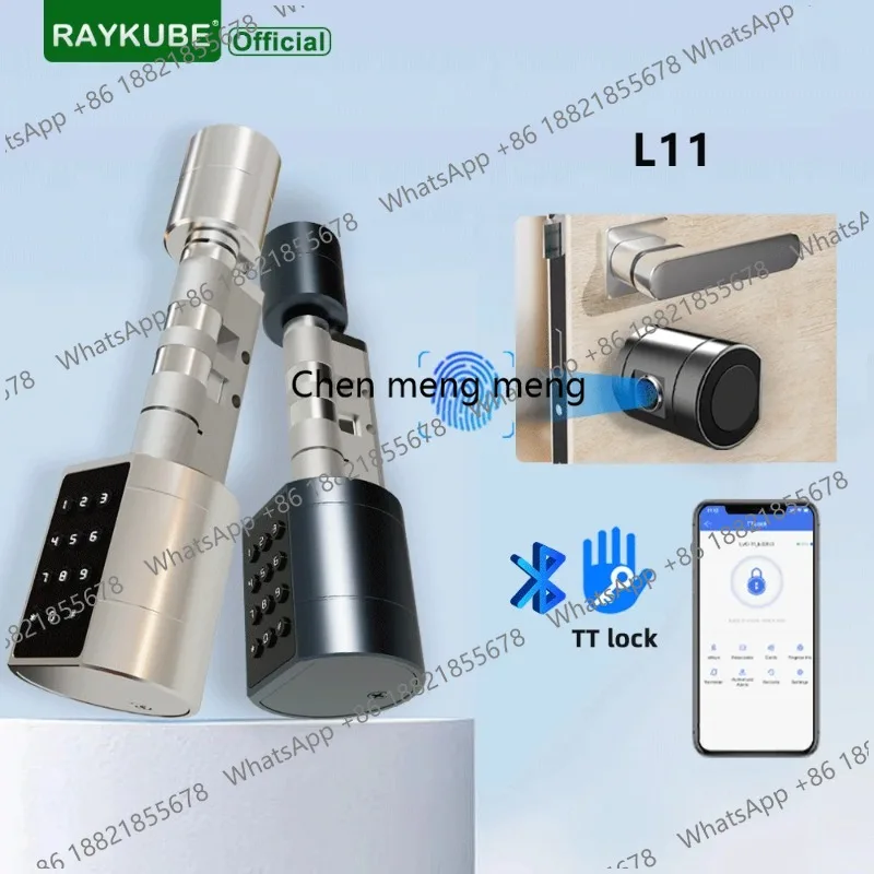 

L11 TT Lock BLE Fingerprint Cylinder Digital Door Lock With Adjustable Cylinder Length Password/Key/TT Lock APP Unlok
