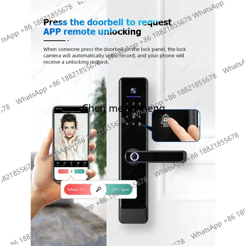 Camera Video Intercom Lock App Remote Unlocking Digital Electronic Biometrics Waterproof With Screen Smart Lock