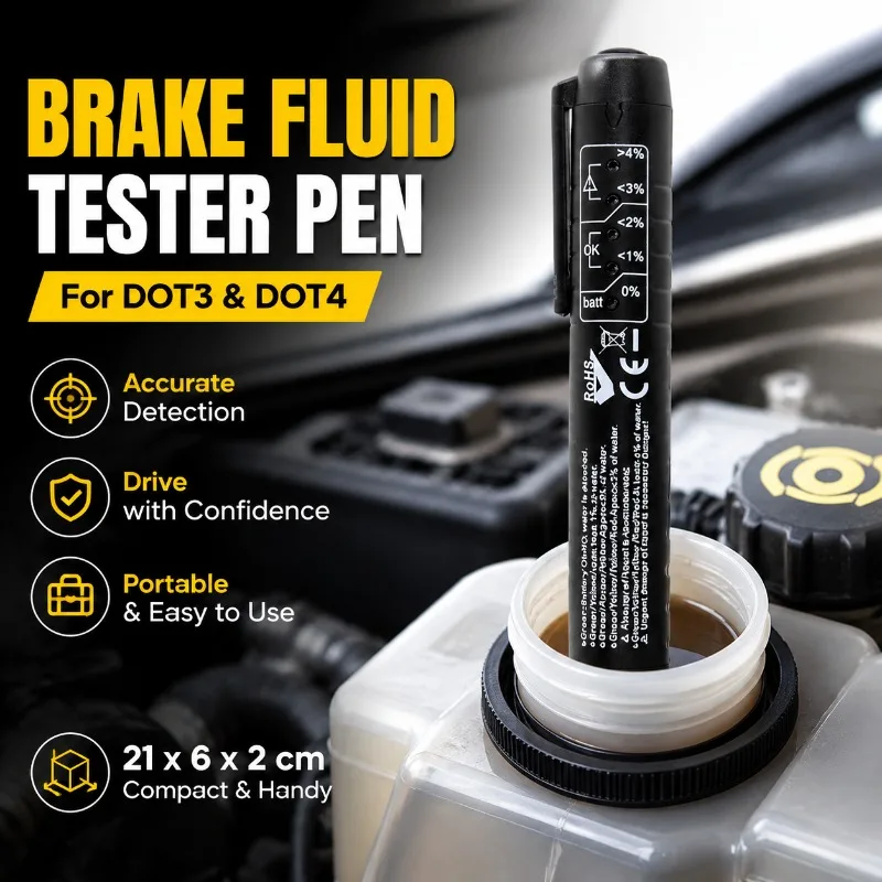 Car Brake Fluid Test Pen Portable Brake Oil Detector Auto Brake Liquid Analyzer Water Content Check Tool for Vehicle Maintenance
