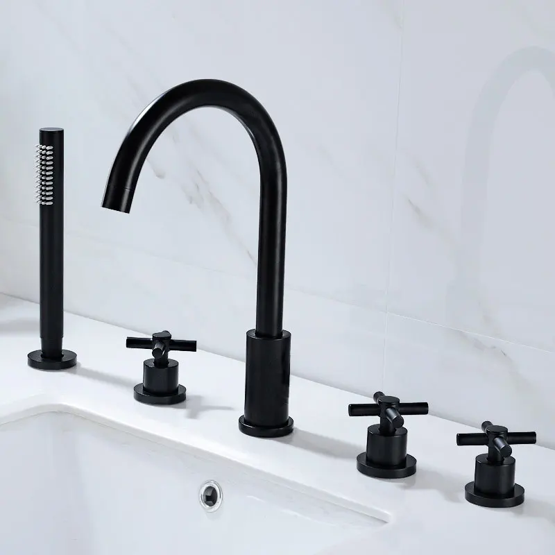 Brass  three-hole basin faucet  separate three-piece Diverter water control washbasin cold and hot water mixer waterfall