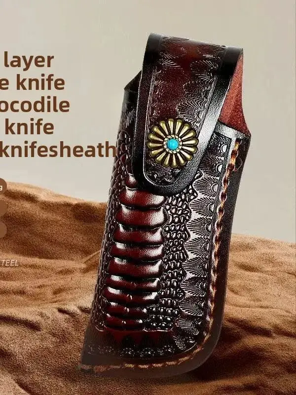 Pocket knife leather cover, leather storage bag, knife cover, folding knife cover, tool storage cover, portable, wearable belt view 5