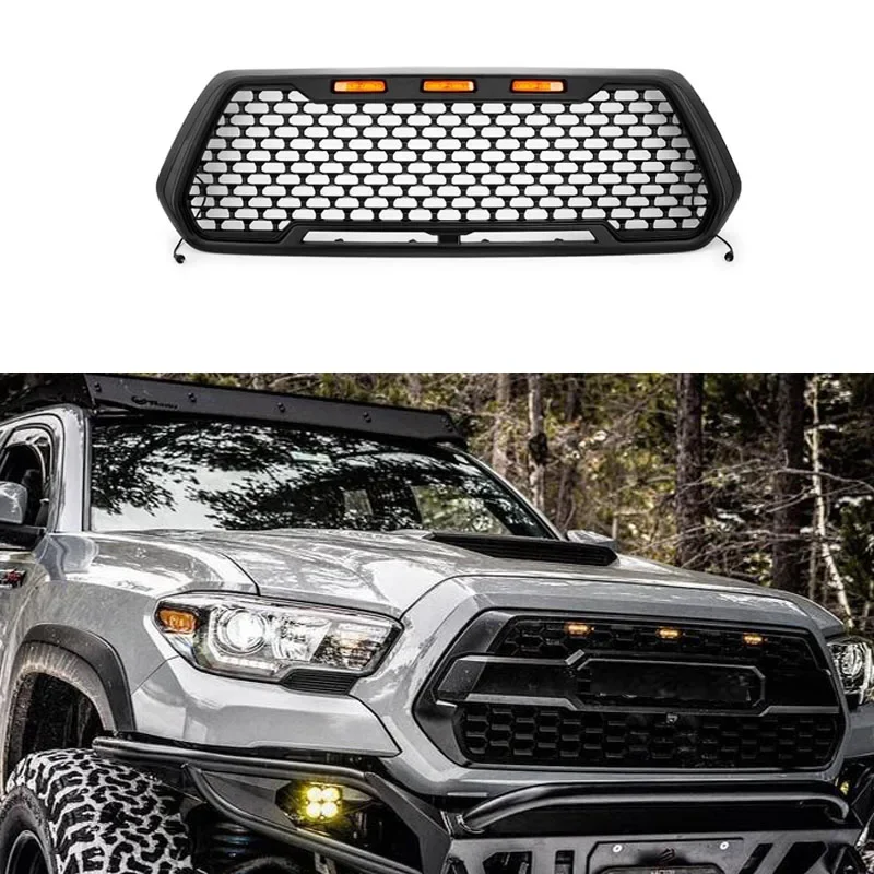 Car Grilles ABS Front racing grill Black Grille Mesh Racing Grill With LED Lights For Toyota Tacoma 2015 2016 2017 2018 2019