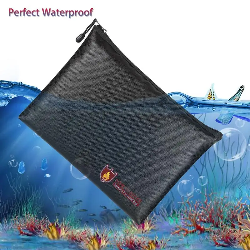 Portable Fireproof  Waterproof Document Envelope File Folder Financial Bill Fireproof Money Bag Lipo Safe Bag For Home Office