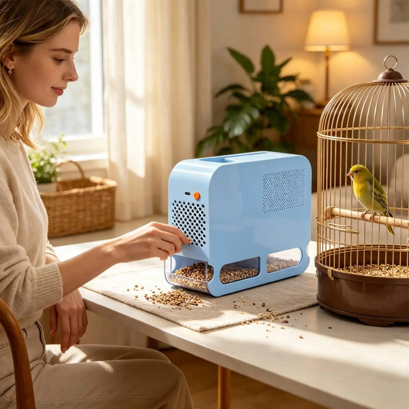 Elektrische Vogelfutter-Schalenbläsemaschine, effizient, mit einstellbarer Geschwindigkeit, Vogelfutter-Separator, einfache Reinigung, spart Zeit für den Getreideanbau auf dem Bauernhof – Detail 9