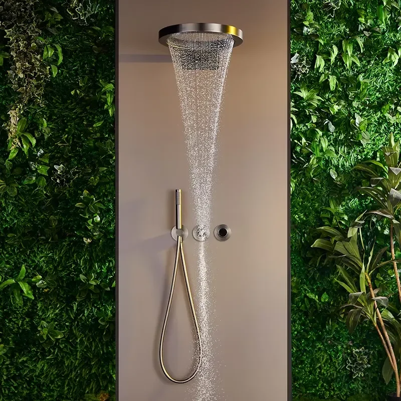 Bathroom Shower Set Wall Mounted Multifunctional Rain Waterfall Shower System Shower Head Customizable Color