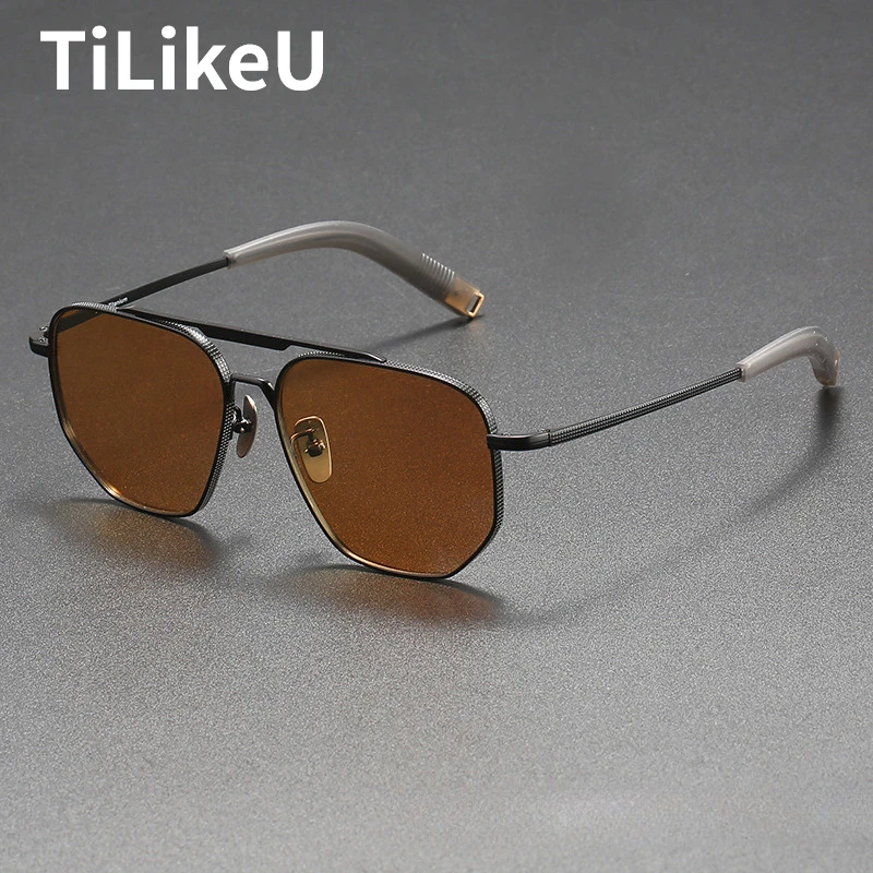 

Vintage Men's Aviator Driving Outdoor Sun Glasses Classic Nylon Polarised Pure Titanium Luxury Pilot Shades Male Cycling Goggles