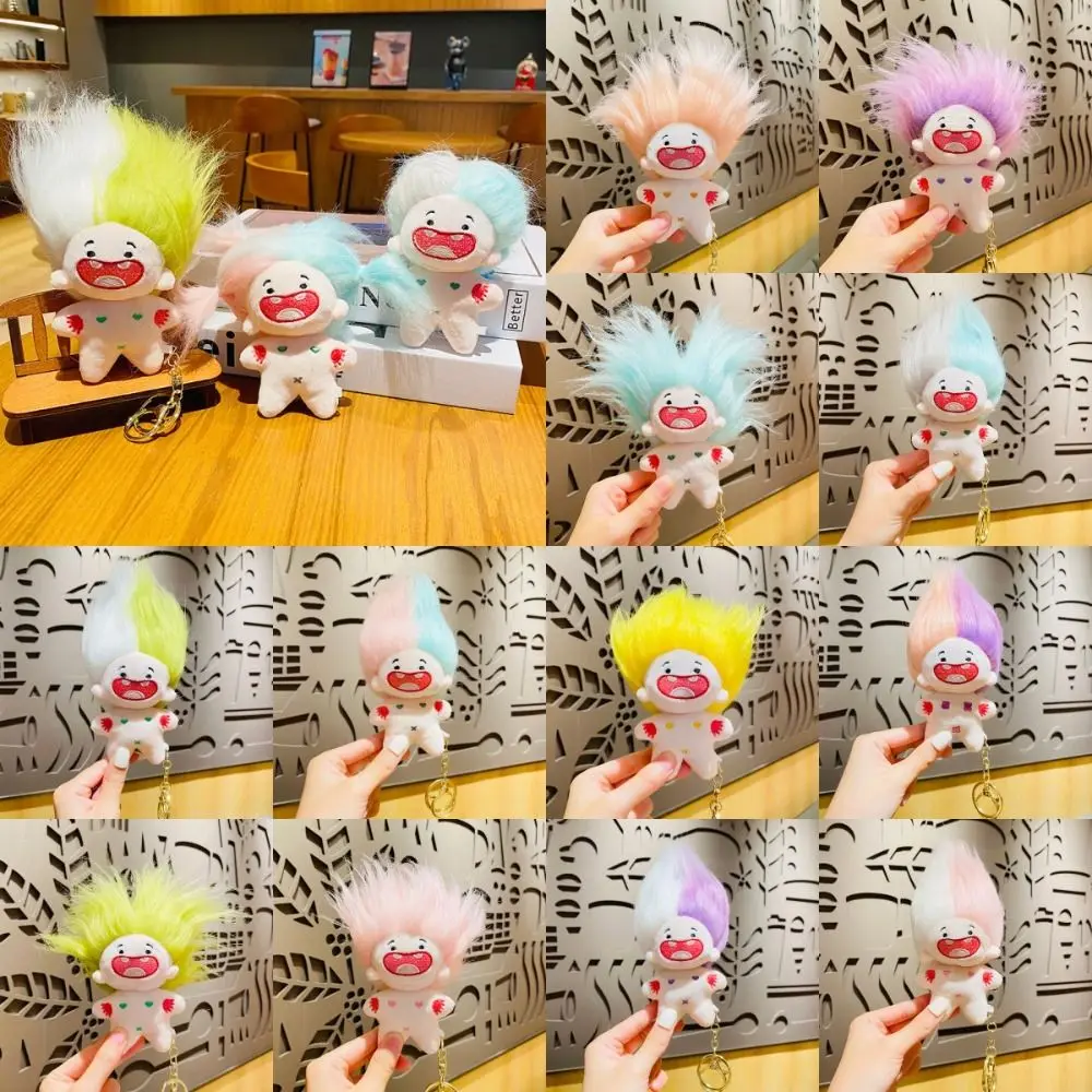 Kawaii Plush Toothless Doll Key Chain Soft Fried Hair DIY Hairstyle Plush Doll PP cotton Bag Pendant Birthday Present