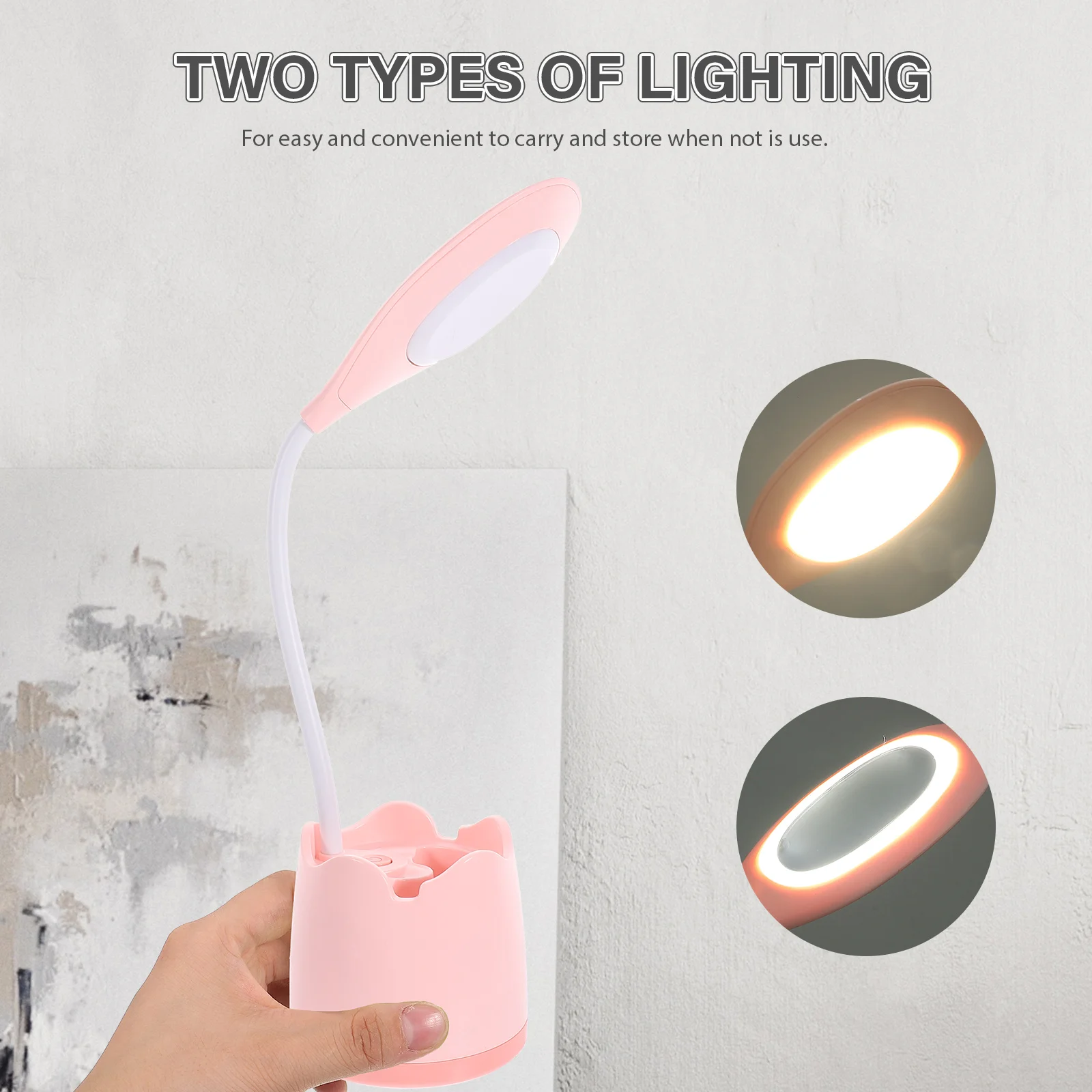 

Led Desk Lamp With Pen Holder Rechargeable Bedside Study Light Cold Warm Light Usb Charging Eye Protection Small Table Lamp For