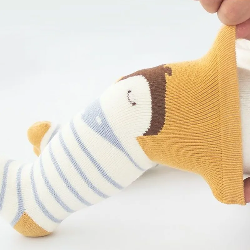 신생아 유아 남아 여아용 고탄력 무릎 위 만화 자카드 아기 양말 부드럽고 포근한 유니섹스 롱 튜브 양말