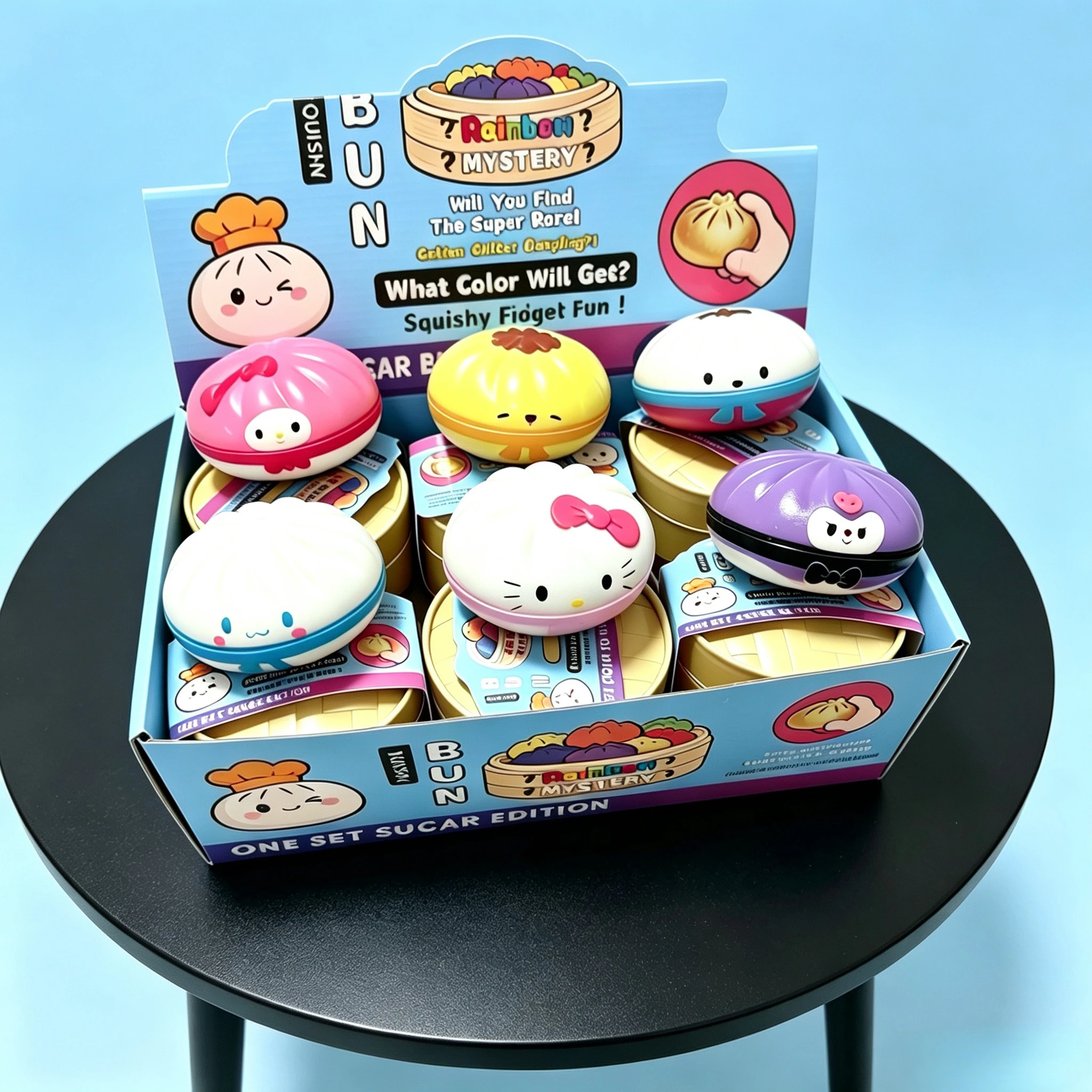 Cartoon Bun Shape Slow Rebound Decompression Kneading Music Blind Box Fun Small Cage Bag Decompression Toy Surprise Gift