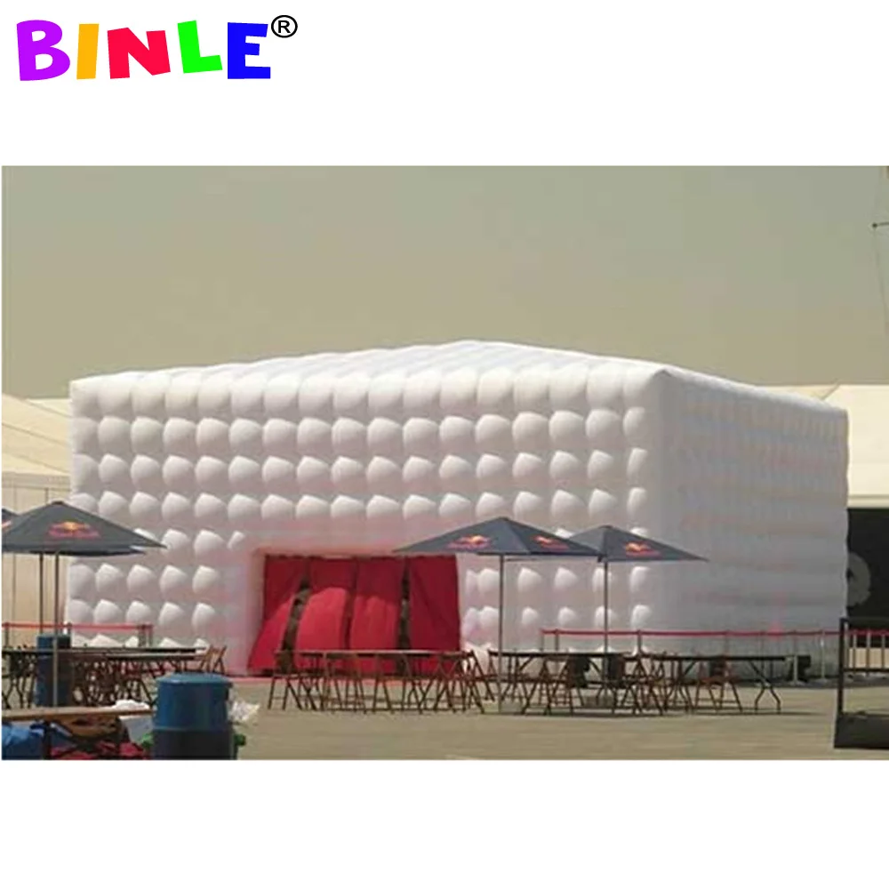 Backyard Disco Inflatable Nightclub Tent With Dome Roof Large White Led Lights Inflatable Cube Tent For Party Wedding Event