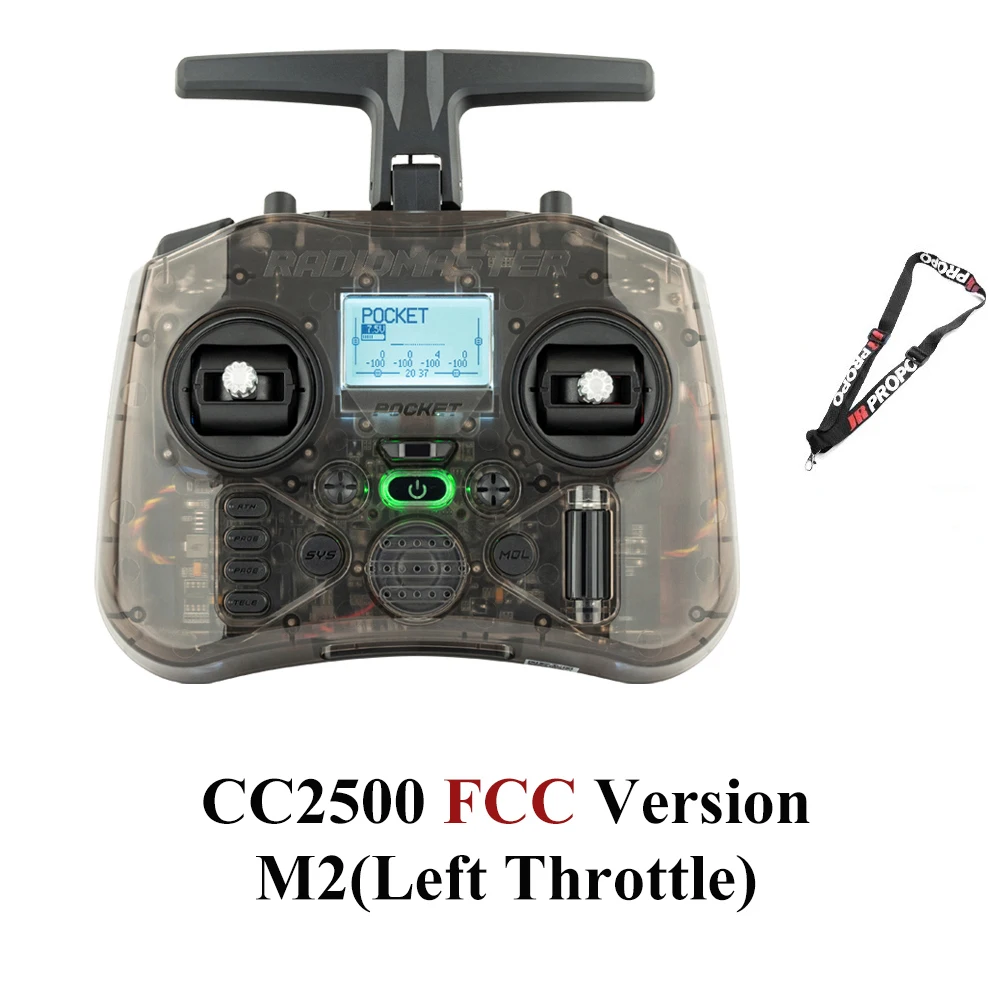 Radiomaster Pocket EdgeTX 2.4G radiocontroller FCC LBT (Mode2 linkshandig gaspedaal) CC2500 / ELRS Hall Gimbal-zender
