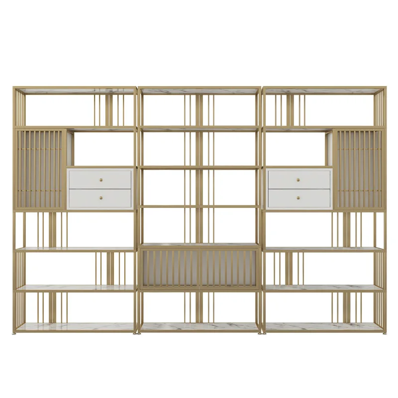 Ufficio minimalista nordico con ripiano divisorio per libreria a cassetti
