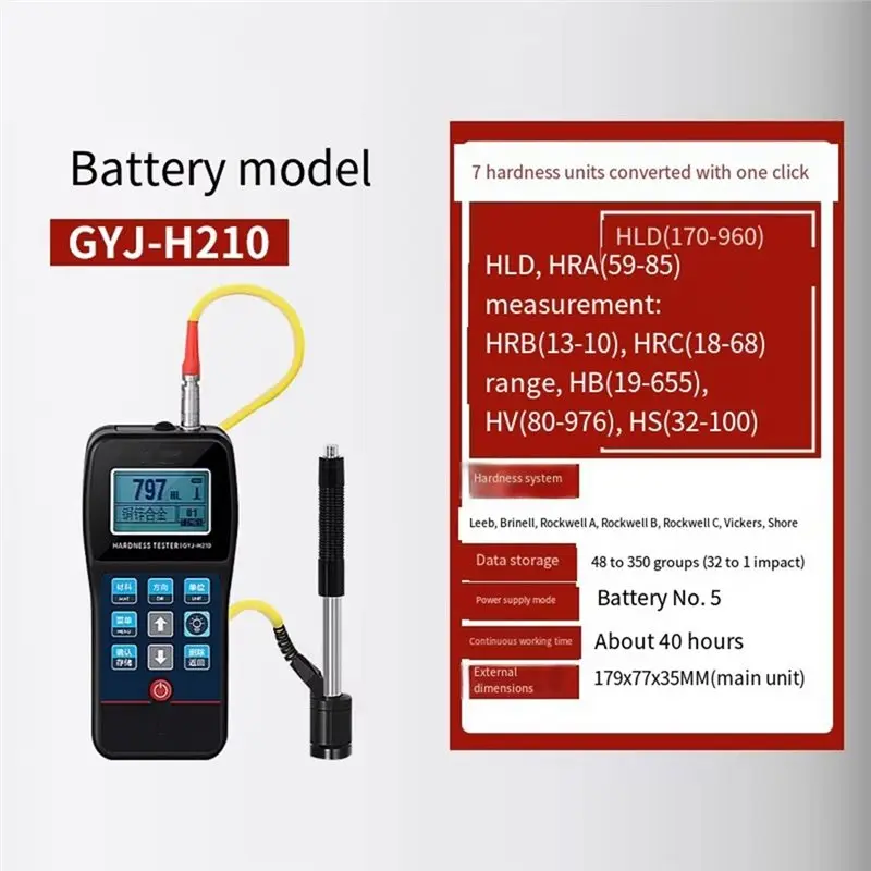 A01F-Leeb Hardness Meter HL HB HRA HRB HRC HV HS Rebound Meter For Steel Measuring Tools No Standard Block Included Durometer