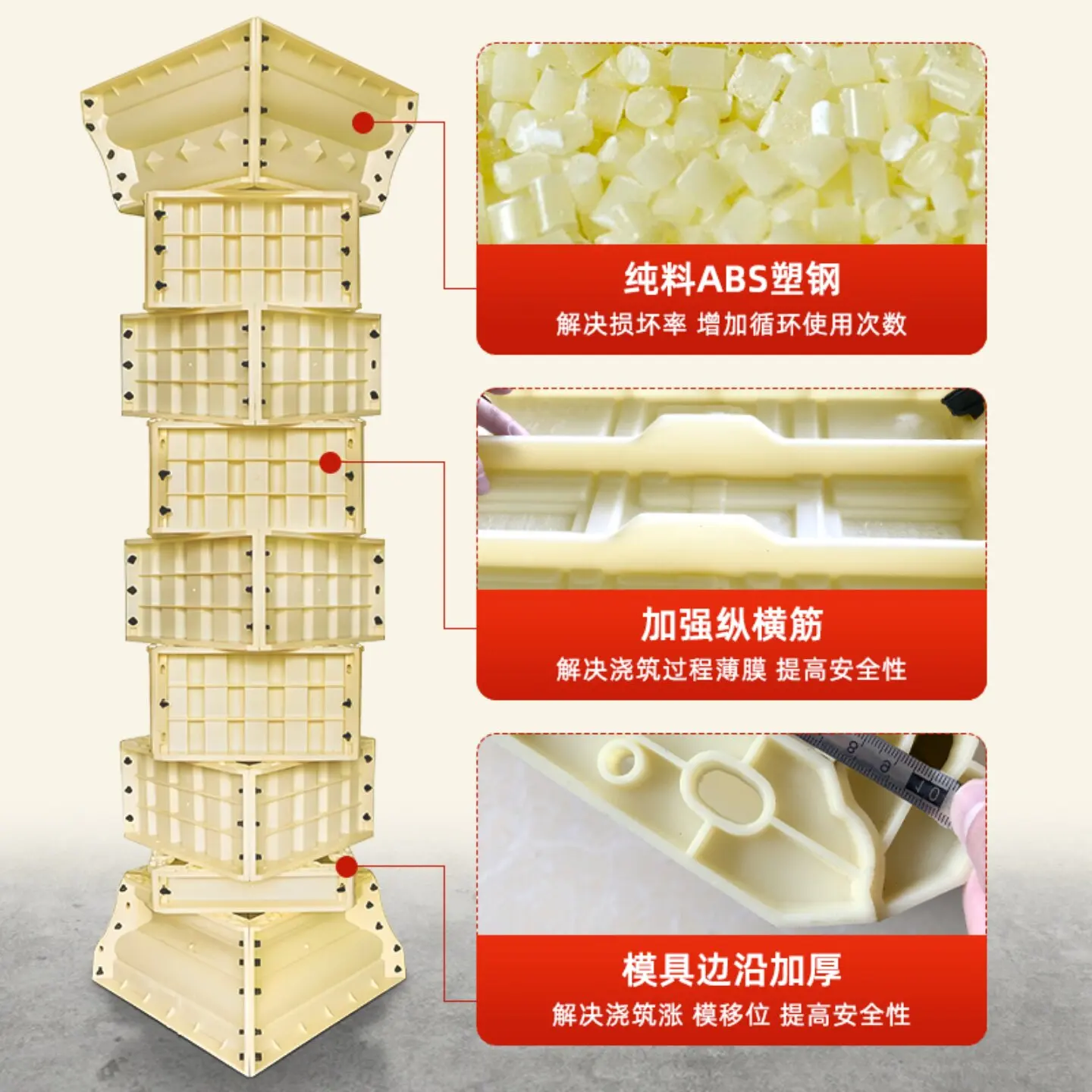Roman column molds, European-style cement square column models, square columns for villa entrance decorations, new vertical