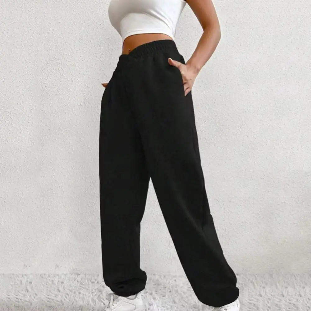 Pantalones cómodos y elegantes para mujer, pantalón de cintura alta elástica, con bolsillos cálidos, tobilleros, deportivos, suaves, para correr, Invierno