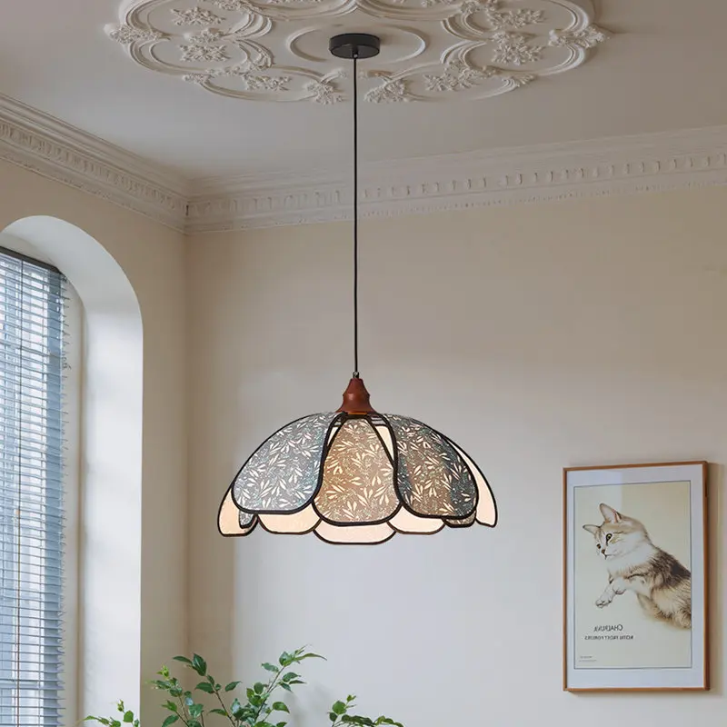 French medieval style bedroom LED pendant light, modern fabric aesthetic art