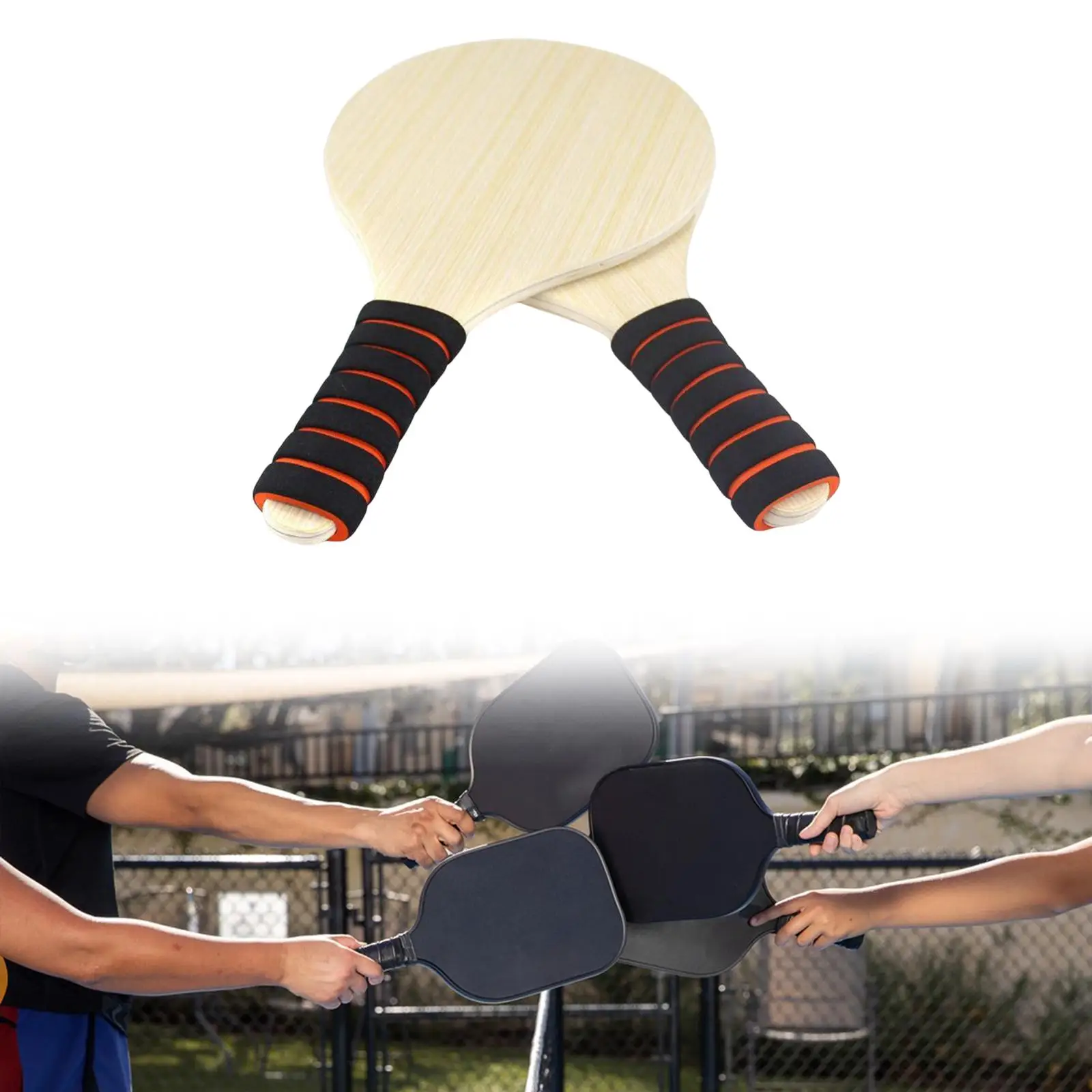 2Pcs Badminton Wooden Paddles Rackets Multipurpose for Children Adults Soft