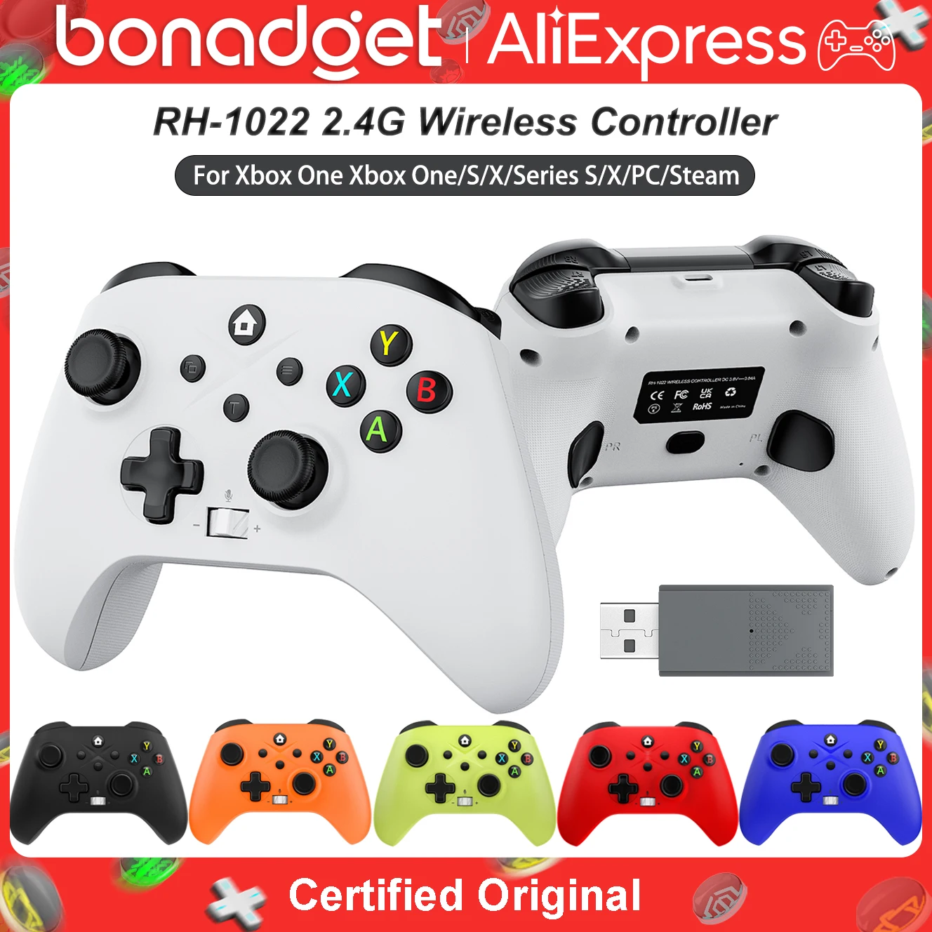 Controller für Xbox One/Xbox One S/X/Series S/X PC, Hall-Effekt 2.4G Wireless Gamepads mit Turbo- und Macro-Programmierfunktion, Spiel-Joystick