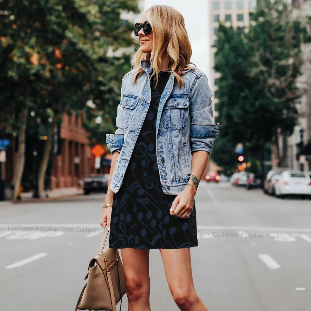 Robes d'été pour femmes, t-shirt de plage, sans manches, Note de musique, décontracté, ample, débardeur, 2025