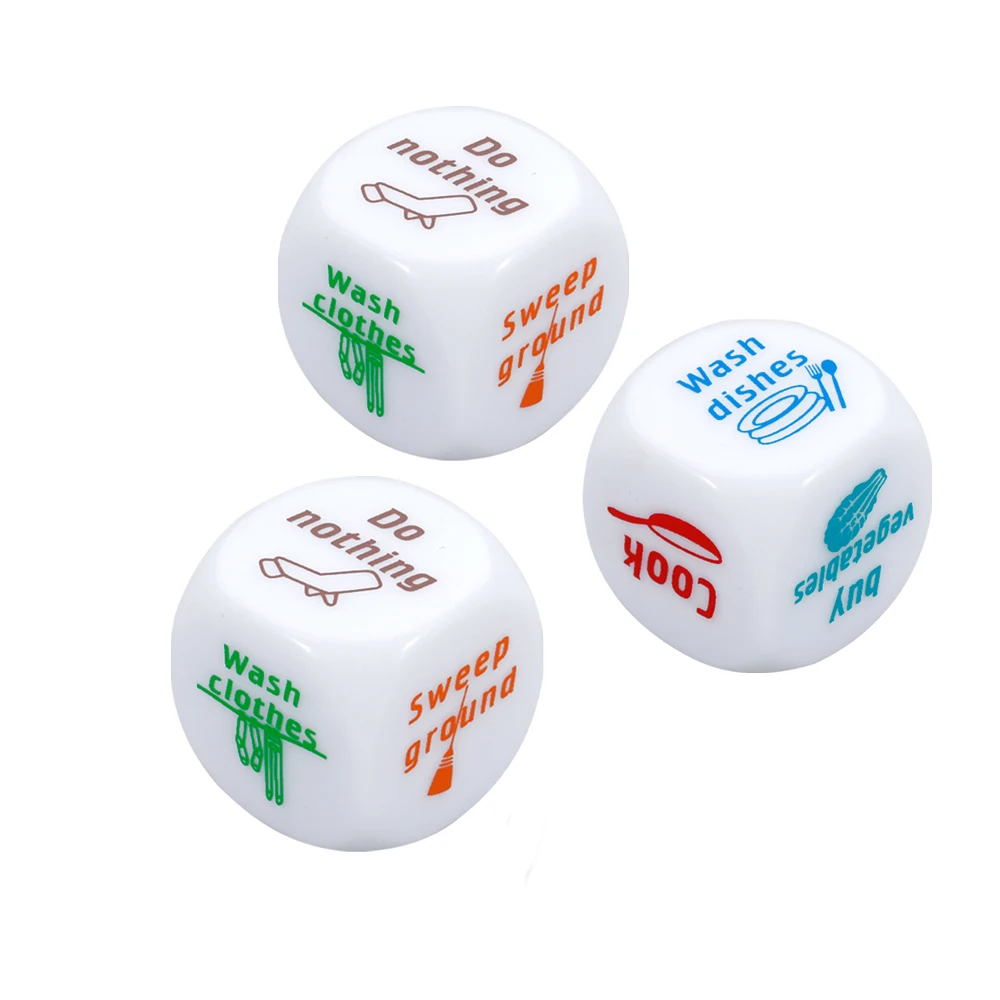 3PCS High Quality Acrylic 6 Sided Round Corner Dice For KTV Bar Club Adult Party Game Playing English Drinking Wine Dice