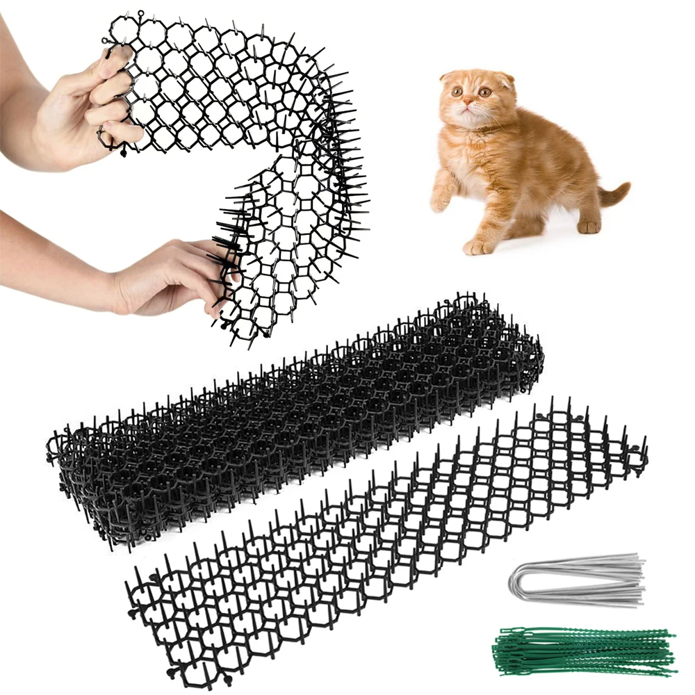 6/10 Pcs Garden Prickle Strip Dig Stop Cat Repellent Deterrent Mat Anti-cat Prickle Strips Keep Cat Away Digging Climbing Spike