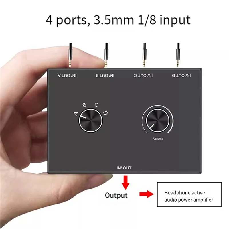 AA08-2 For Pcs HIFI 4-Way Bi-Directional 3.5Mm Stereo Audio Switcher With Mute Button–4 Inputs 1 Output For PC Headphones Speake