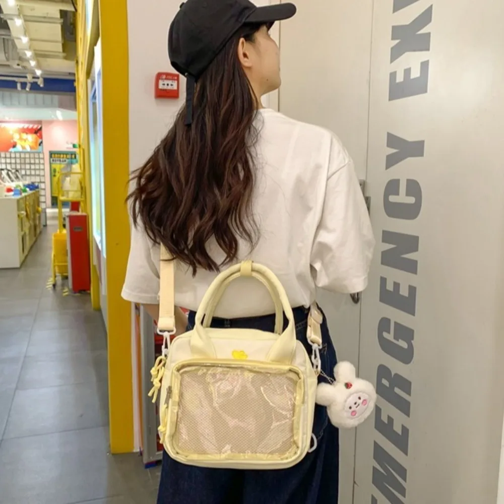 Y2K Transparent Japanese Shoulder Bag Itabag JK Clear Toys Pocket Backpack Large Capacity Nylon JK Uniform Crossbody Bag Travel