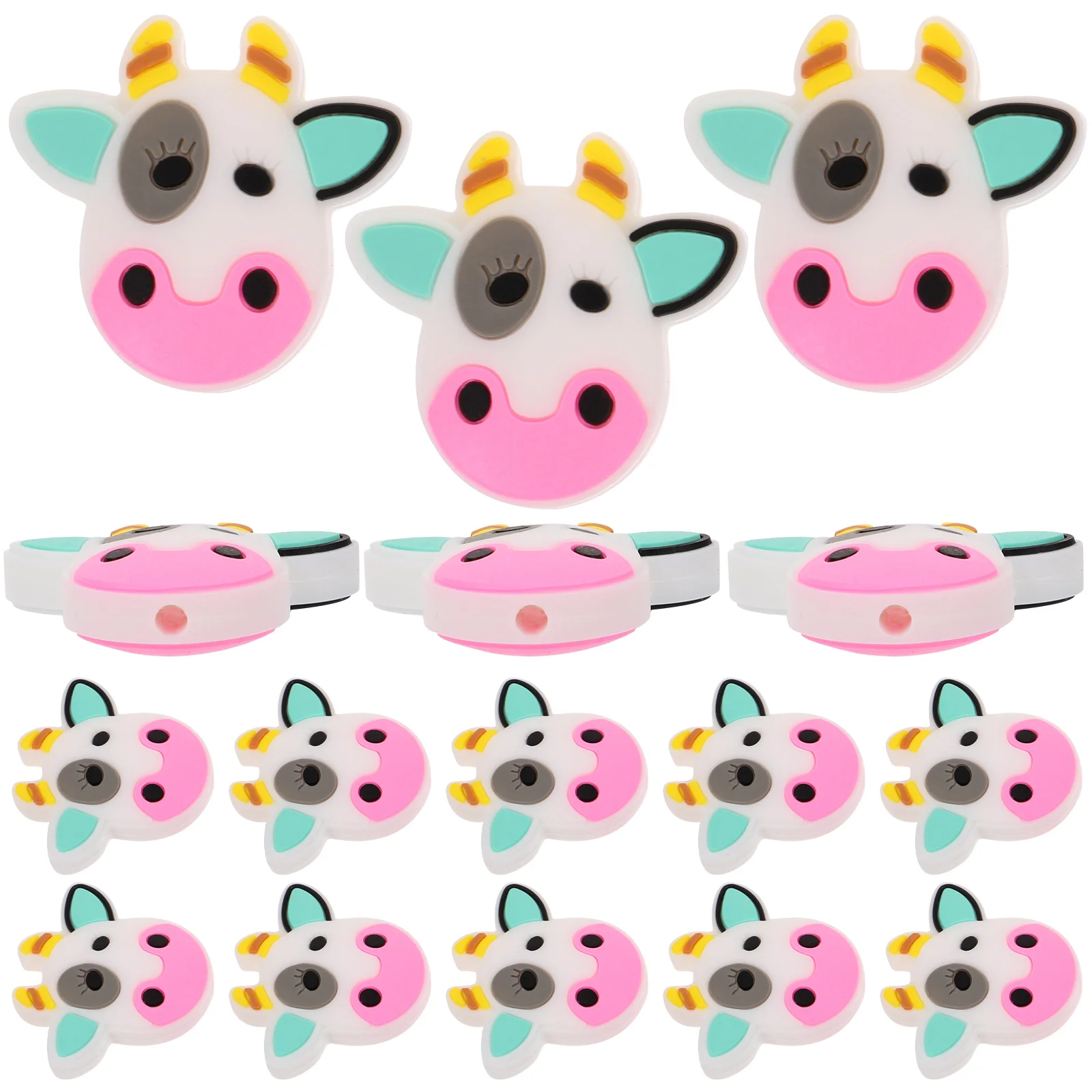 

20pcs Silicone Bead Keychain Cow Design Flexible Durable Crafting Focal Beads for Ballpoint Pen Making Accessories
