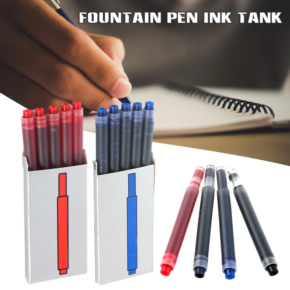 

5Pcs T10 Ink Cartridge Fountain Pen Ink Cartridges pen refill for LAMY Black Blue Red Stationery Office school supplies Writing