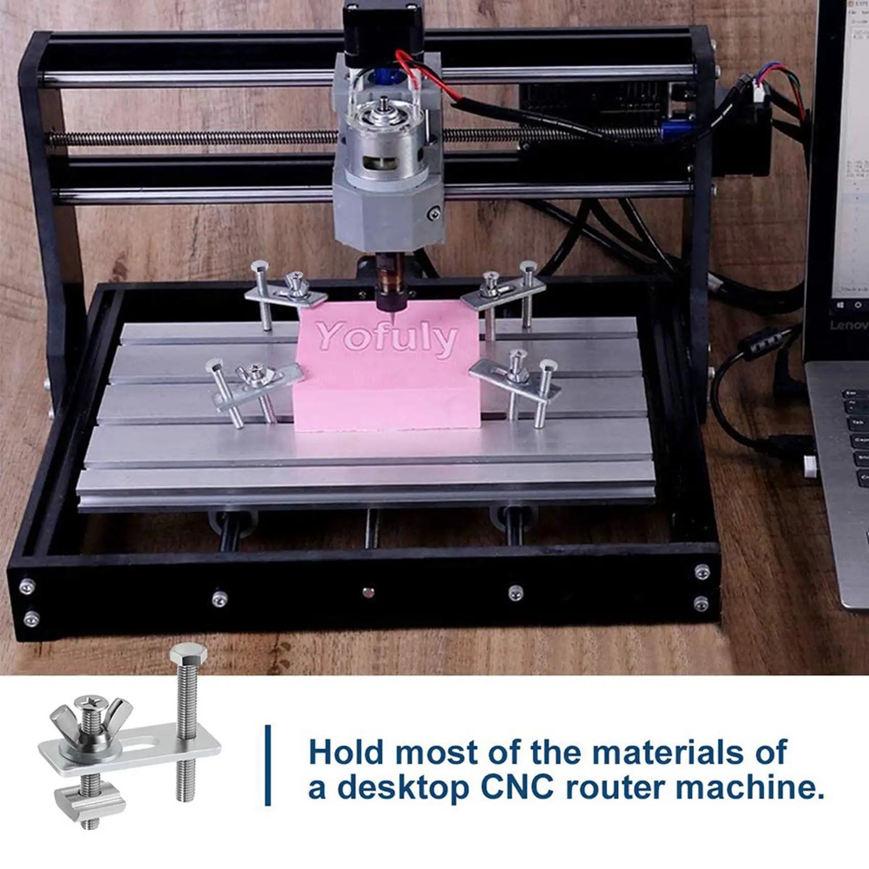 B62B-8 Pack T-Track Clamp,Mini T Track Hold Down Clamps Kit Compatible With 3018-PRO,3018-Prover,1810-PRO CNC Router Machine view 3