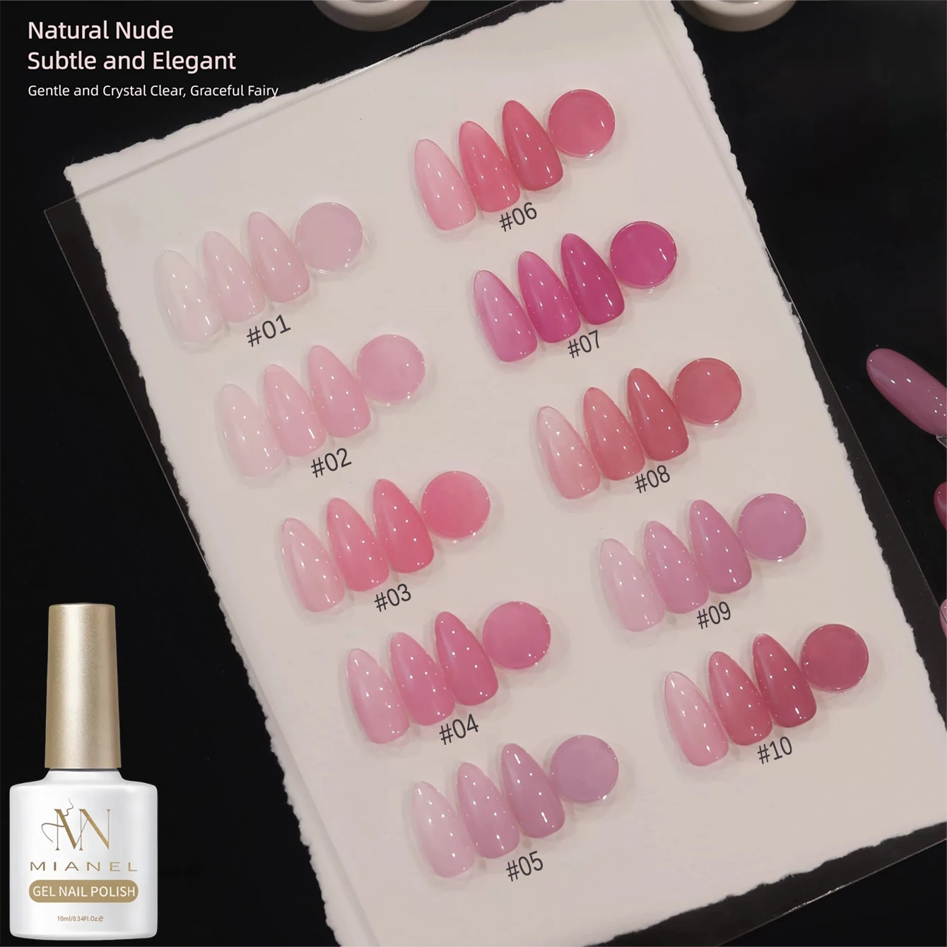 MIANEL 10ml Spring and Summer Ice Transparent Series Jelly Gel Nail Polish 2026 Nude Pink Nail Polish Nail Art
