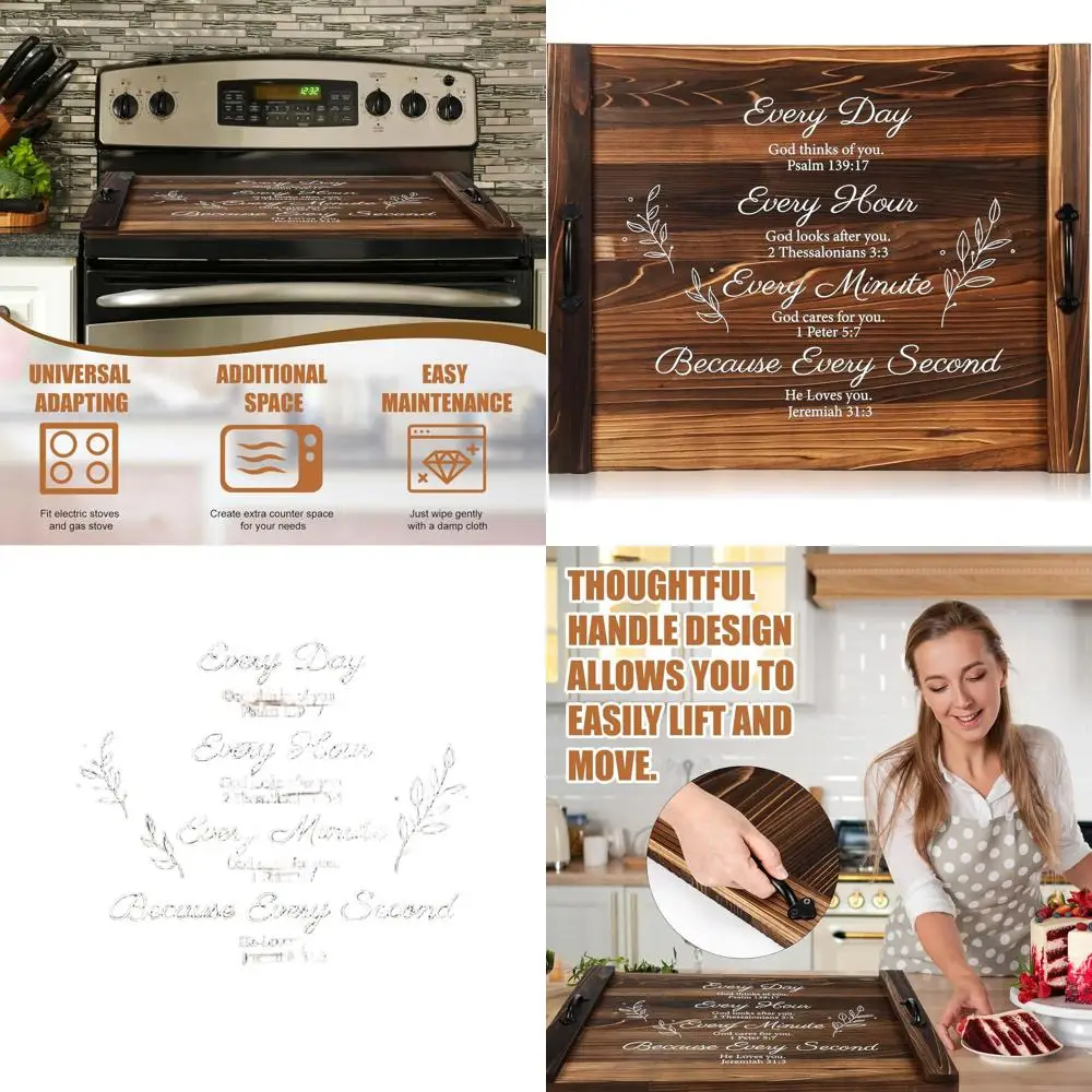 

Christian Style Wooden Noodle Board, 27.5x21.6, Stovetop Cover & Cutting Board for Kitchen Counters