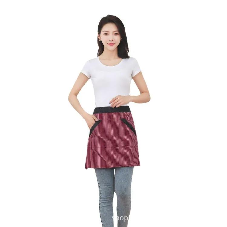 Stylish Half Waist Waiter Apron Coffee Shop Tea House Workwear Small Half-Body Apron Functional Pocket In Stock Custom logo